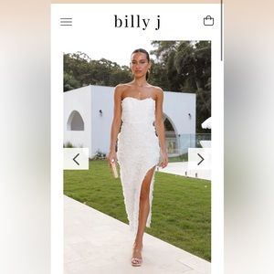 White bridal floral midi dress perfect for bridal shower or bachelorette